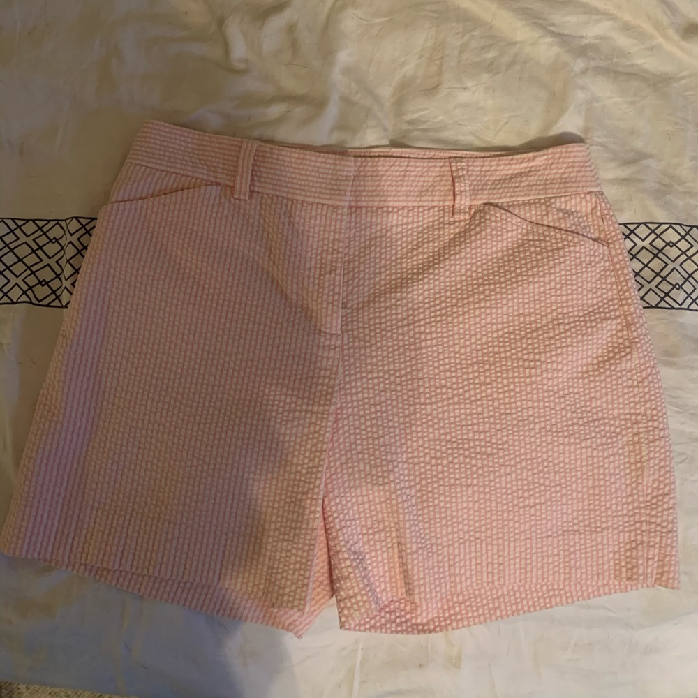J. Crew pink & white seersucker shorts
